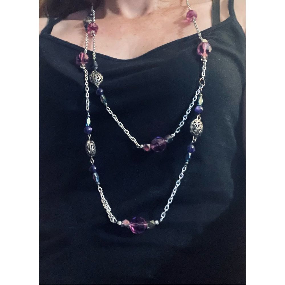 Pretty PURPLE LAYERED BEAD NECKLACE